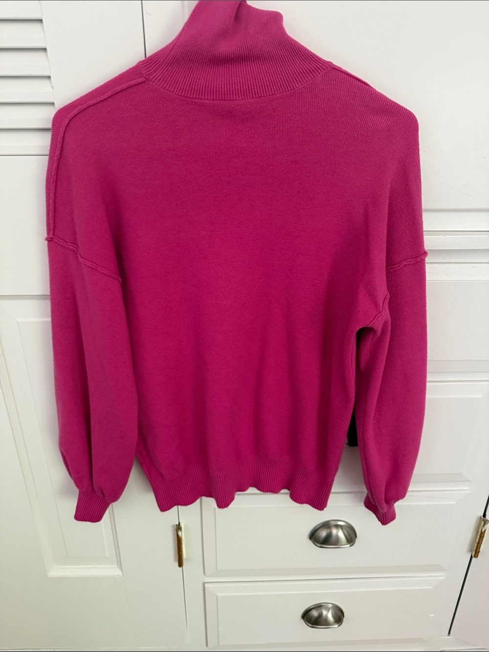 Womens Fuchsia Turtleneck Sweater - Picture 3 of 4